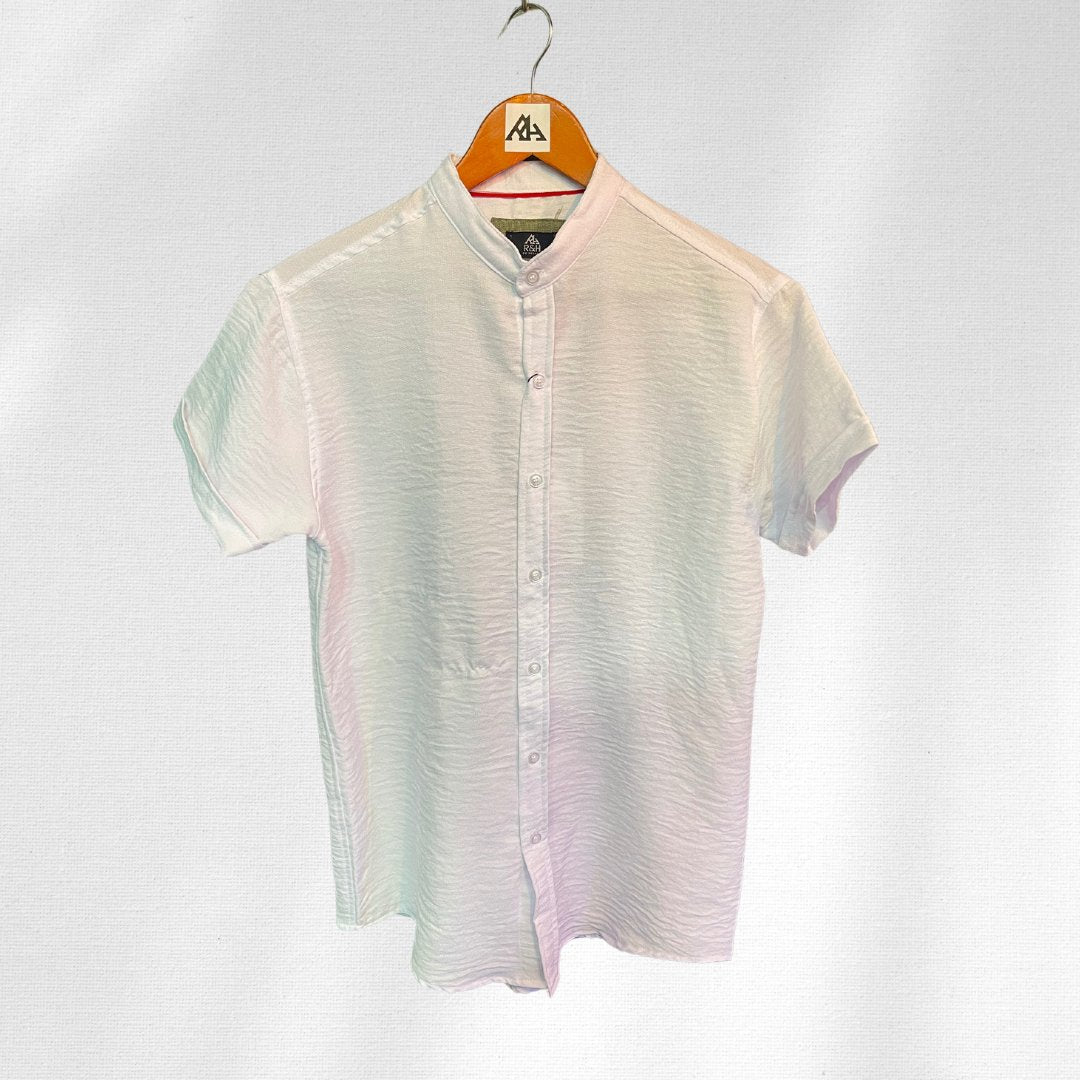 Camisa corrugada cuello Mao Blanco - R&H By Perussi MX