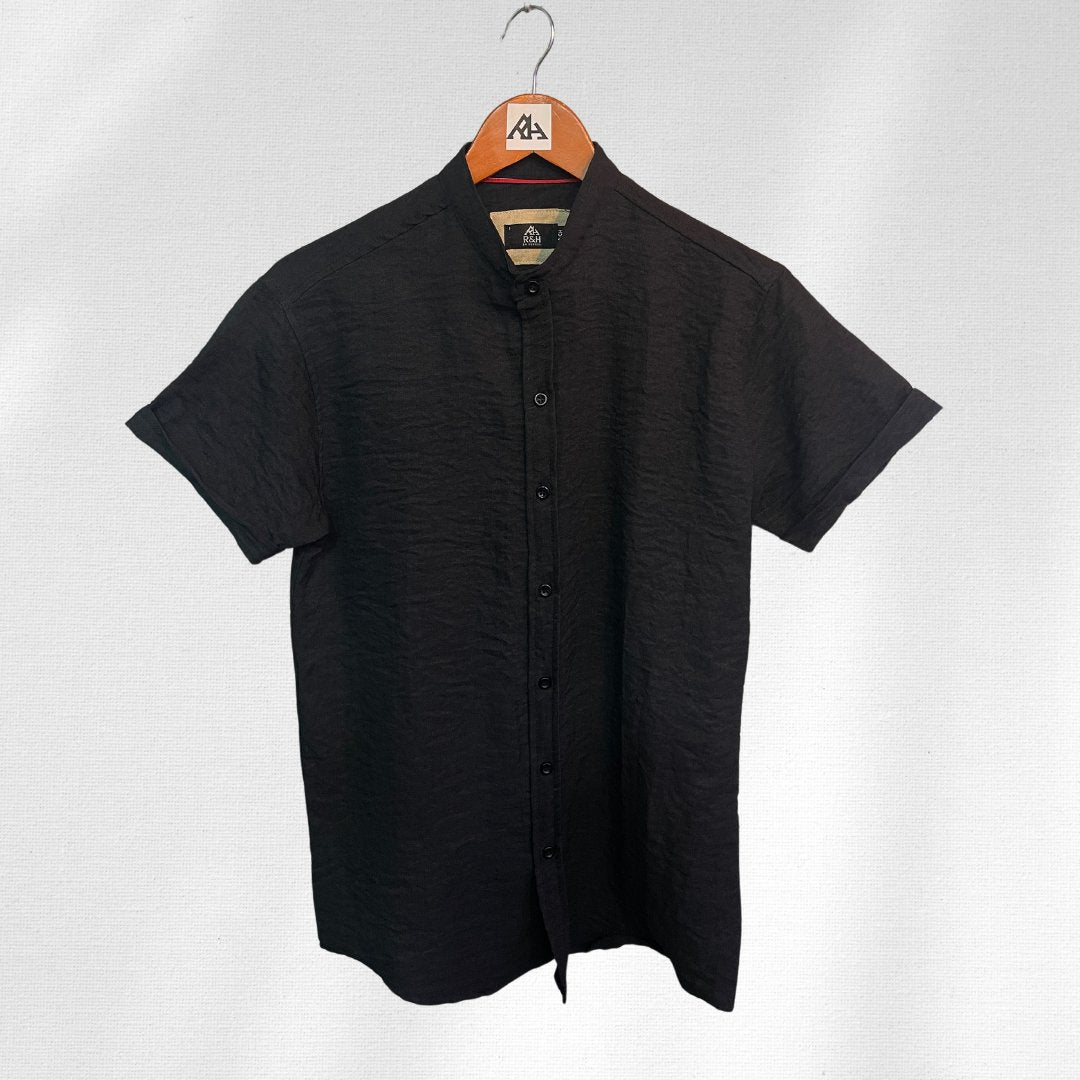 Camisa Corrugada Cuello Mao Negro - R&H By Perussi MX