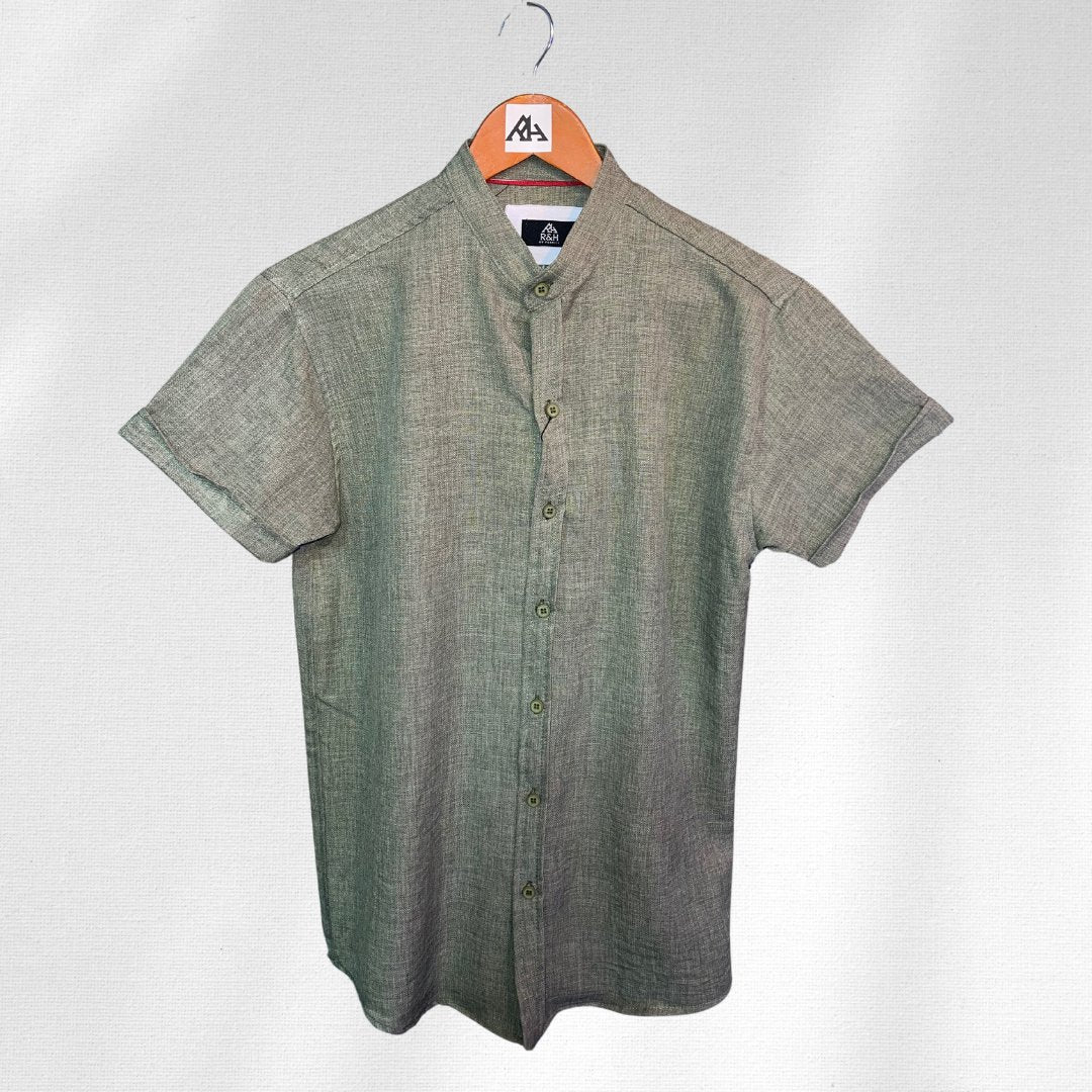 Camisa corrugada cuello Mao Verde - R&H By Perussi MX