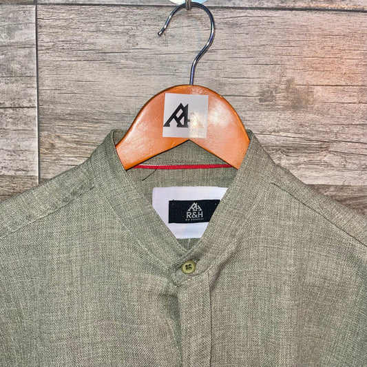 Camisa corrugada cuello Mao Verde - R&H By Perussi MX