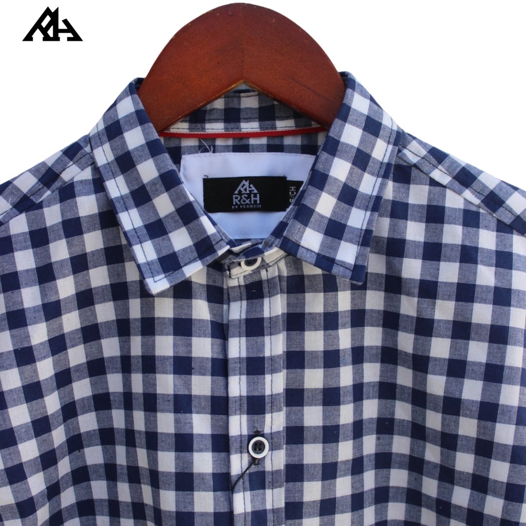Camisa Manga Larga de Cuadros Azul - R&H By Perussi MX