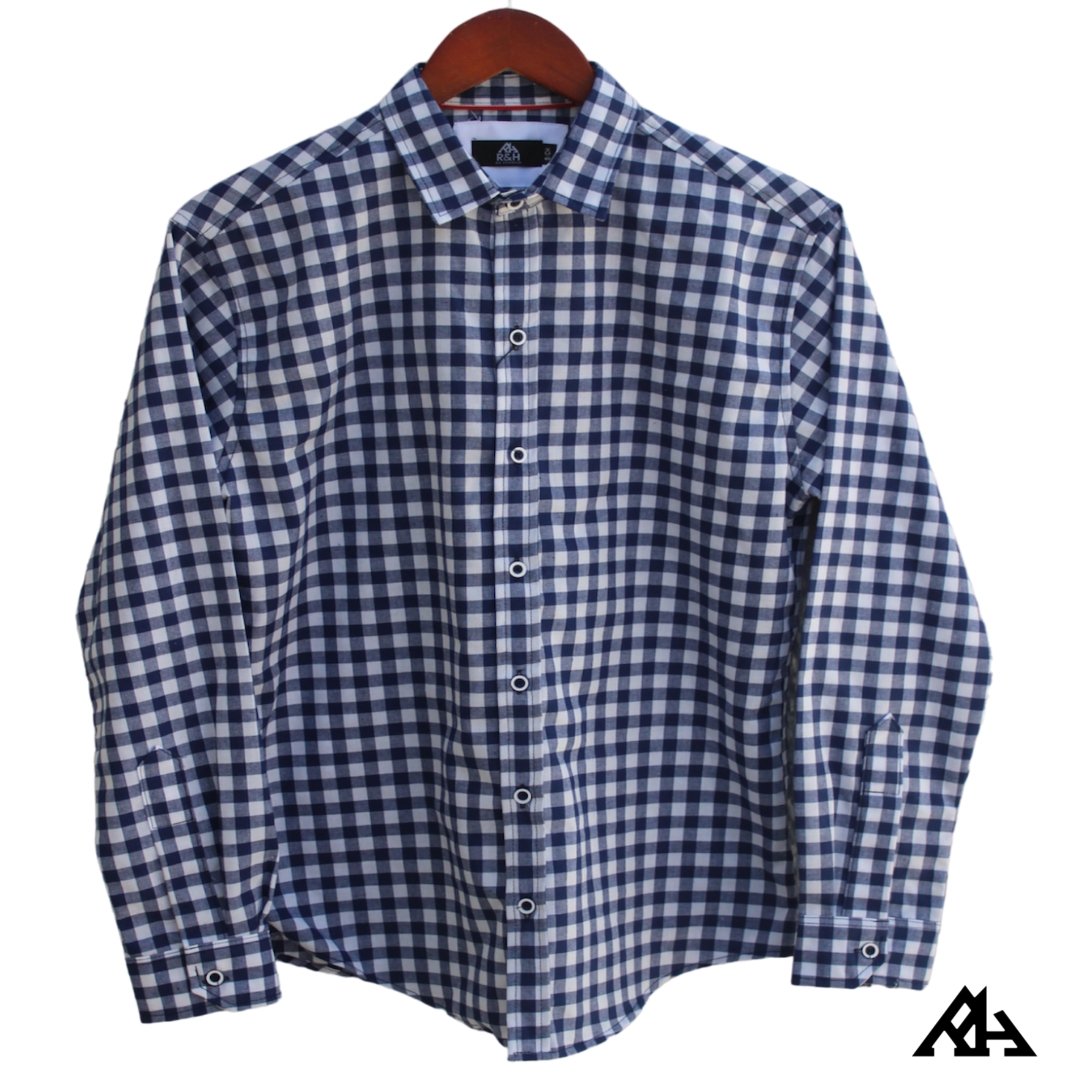 Camisa Manga Larga de Cuadros Azul - R&H By Perussi MX