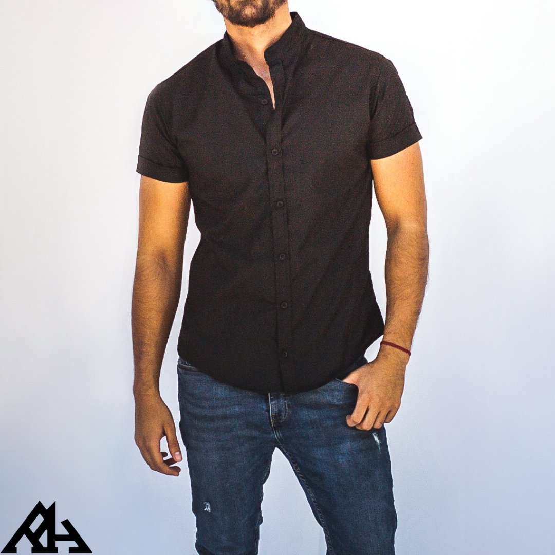 Camisa negra cuello mao - R&H By Perussi MX