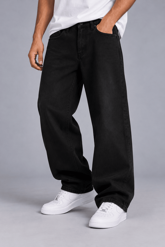 Jeans Baggy Fit Negro Sólido - R&H By Perussi MX